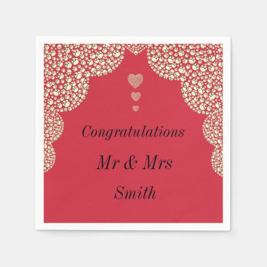 異常かわいらしな結婚ナプキパーソナライズされたン スタンダードカクテルナプキン (正面)