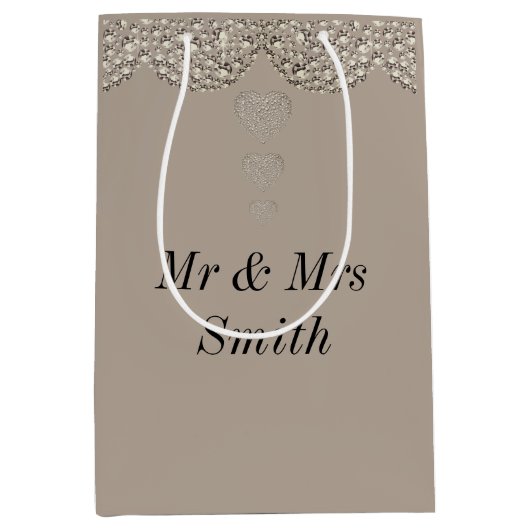 異常かわいらしパーソナライズされた結婚抱き枕 ミディアムペーパーバッグ (正面)