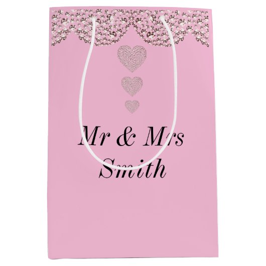 異常かわいらしパーソナライズされた結婚抱き枕 ミディアムペーパーバッグ (正面)