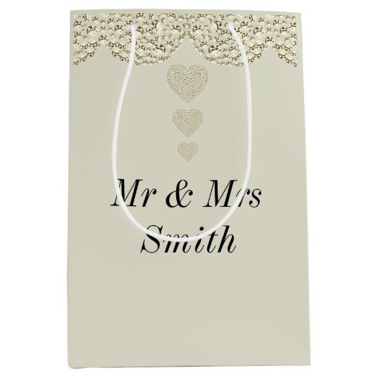 異常かわいらしパーソナライズされた結婚抱き枕 ミディアムペーパーバッグ (正面)