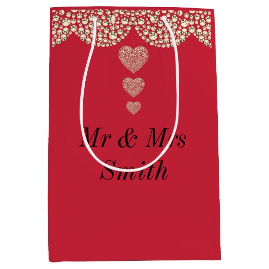 異常かわいらしパーソナライズされた結婚抱き枕 ミディアムペーパーバッグ (正面)