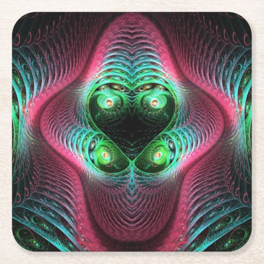 異常でシックな抽象芸術 スクエアペーパーコースター (正面)