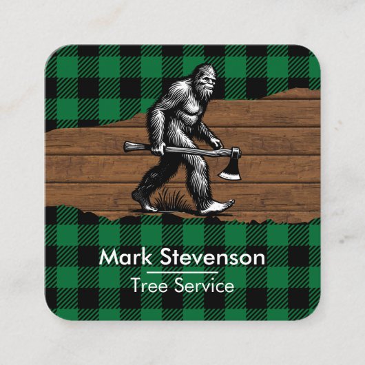 異常なおもしろいサスカッチビッグフートグリーン スクエア名刺 (正面)