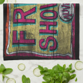 異常なショーのヴィンテージの旗 キッチンタオル (折り畳み)