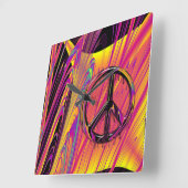 異常な旗のサイケデリックで腰回りが大きなオートクチュール スクエア壁時計 (傾斜)