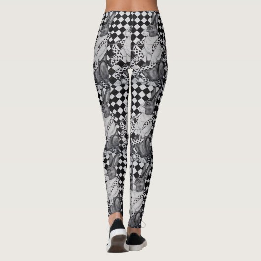 異常な白黒オランダラビットウィメンズレギンス レギンス (裏面)