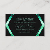 異常な黒い幾何学的カッコいいティール(緑がかった色)パターン 名刺 (裏面)