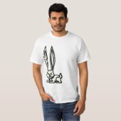 異常に長い耳のワイシャツが付いている熱狂するなウサギ Tシャツ (正面フル)