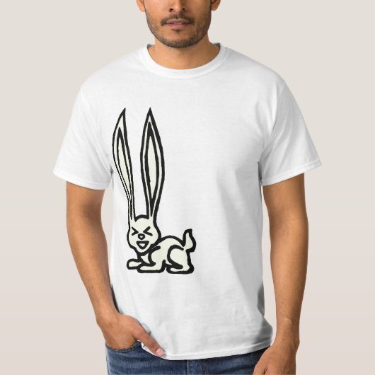 異常に長い耳のワイシャツが付いている熱狂するなウサギ Tシャツ (正面)