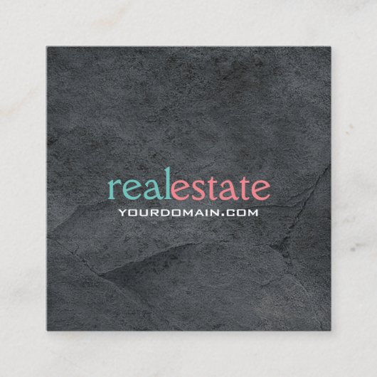 異常グレイモダンスタイル実在不動産業者 スクエア名刺 (正面)