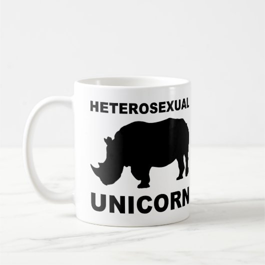 異性愛ユニコーンサイの面白いマグカップ コーヒーマグカップ (左)