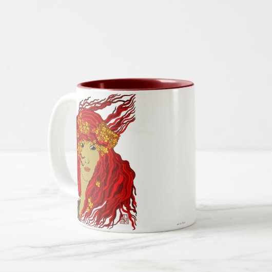異教のなギリシア火薬の女神のヘスティアーのウィッカ信者の芸術 ツートーンマグカップ (正面左)