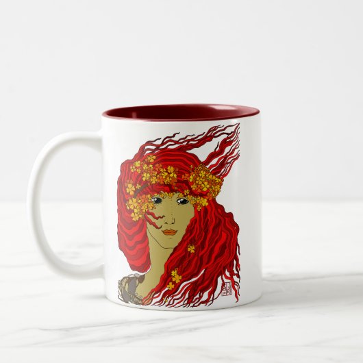 異教のなギリシア火薬の女神のヘスティアーのウィッカ信者の芸術 ツートーンマグカップ (左)