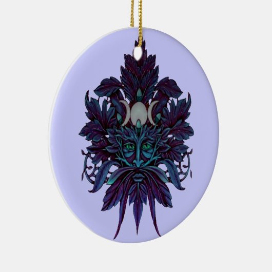 異教のなグリーンマンの三倍の月のウィッカ信者の神 セラミックオーナメント (右)