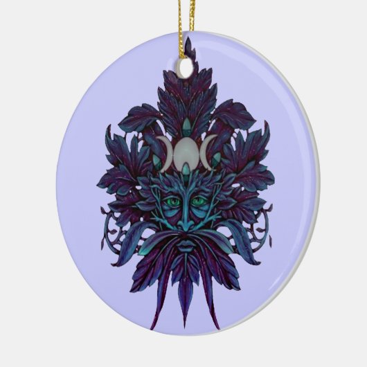 異教のなグリーンマンの三倍の月のウィッカ信者の神 セラミックオーナメント (左)