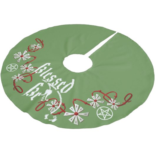 異教のなユール（キリスト降誕祭）の木のスカート、星形五角形の木のスカート、魔法使い ブラッシュドポリエステルツリースカート (アングル)