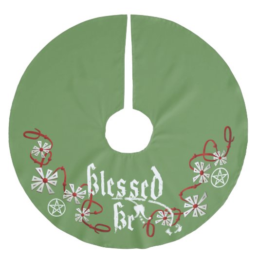 異教のなユール（キリスト降誕祭）の木のスカート、星形五角形の木のスカート、魔法使い ブラッシュドポリエステルツリースカート (正面)