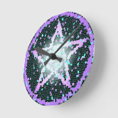 異教のな星形五角形のステンドグラスのモザイク柱時計 ラウンド壁時計 (傾斜)