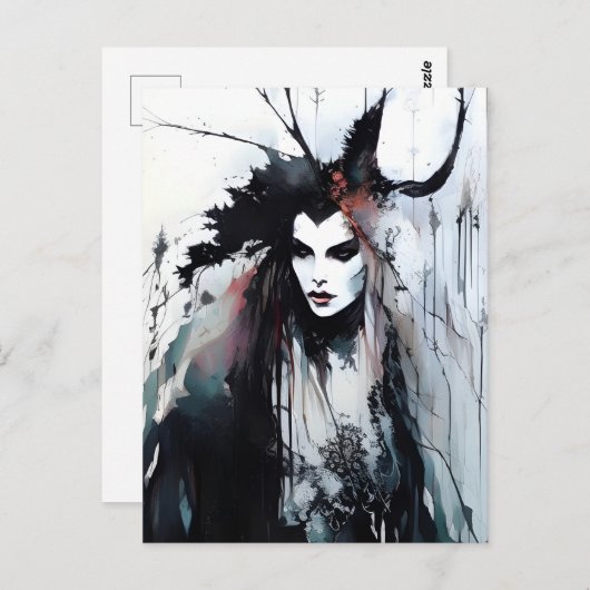 異教の女神ブラックイ絵画ンク ポストカード (正面/裏面)
