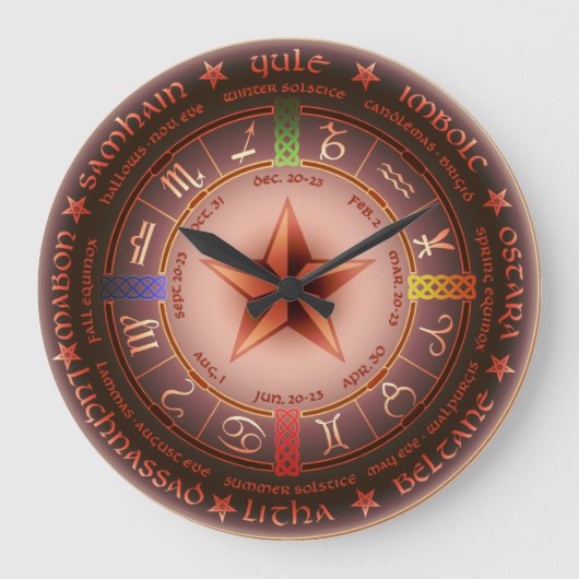異教の年カレンダー ラージ壁時計 (正面)