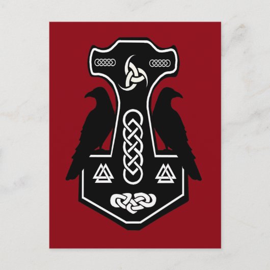 異教ケルトのトールのハンマーとカラス ポストカード (正面)