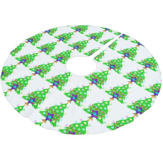 異教徒間のハヌカーのクリスマス ブラッシュドポリエステルツリースカート (アングル)