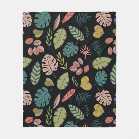 異方性葉のシームレスパターン フリースブランケット (正面)