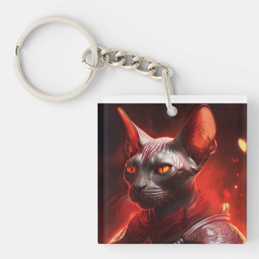 異星のスフィンクス猫戦士 キーホルダー (正面)