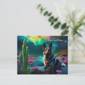 異星の世界に降り立ったドイツ・シェパード ポストカード (スタンド正面)