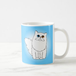 異様な目を持つ白いペルシャ コーヒーマグカップ