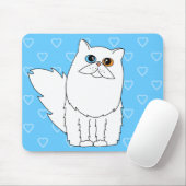異様な目を持つ白いペルシャ マウスパッド (マウス)