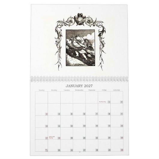 異様な17世紀のQuarlesの紋章のカレンダー カレンダー (1月 2027)