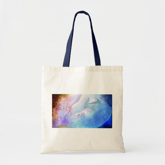 異次元の世界で泳ぐイルカとクジラ　  ラージトートバッグ トートバッグ (正面)