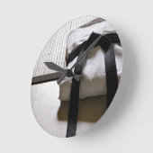 畳の上の柔道 ラウンド壁時計 (傾斜)