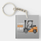 疑いもし深くフォークリフトの運転士をおもしろい追い出す キーホルダー (正面)
