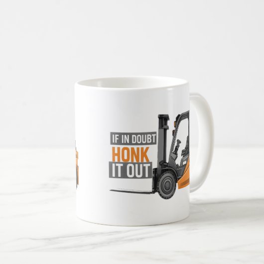疑いもし深くフォークリフトの運転士をおもしろい追い出す コーヒーマグカップ (正面右)