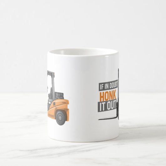 疑いもし深くフォークリフトの運転士をおもしろい追い出す コーヒーマグカップ (中央)