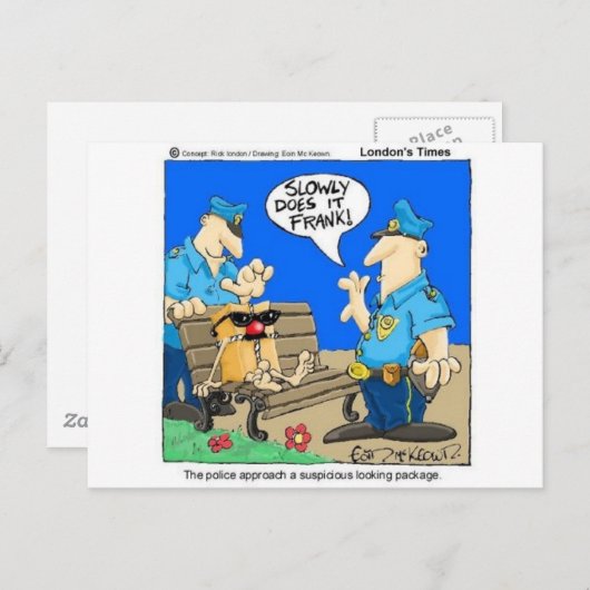 疑わしいパッケージおもしろい警察の漫画のギフト ポストカード (正面/裏面)