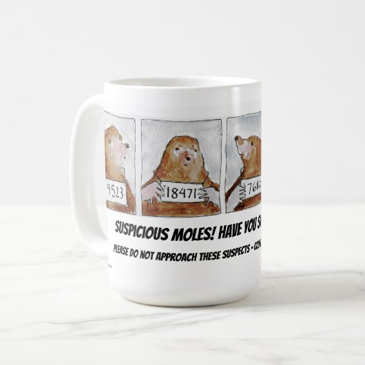 疑わしいモグラ連絡の皮膚科医マグ コーヒーマグカップ (正面左)