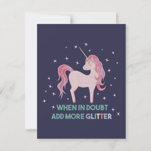 疑わしい場合は、追加グリッター- Unicorn引用文 ノートカード (正面)
