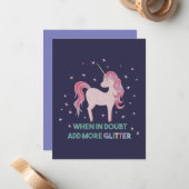 疑わしい場合は、追加グリッター- Unicorn引用文 ノートカード (正面/裏面インサイチュ)