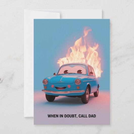 疑わしい時にパパおもしろい父の日にパパを呼ぶ カード (正面)
