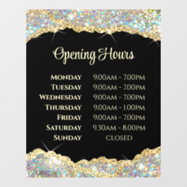 疑似グリッター営業時間窓用ステッカー ウィンドウサイン