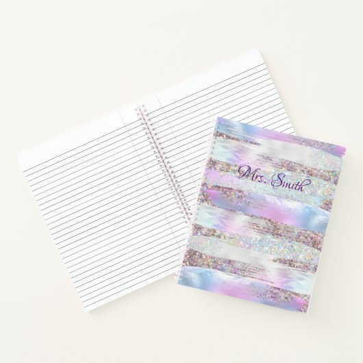 疑似ホログラフィックラグジュアリー ブラシ ストローク パール オンブレ ノートブック (内部)