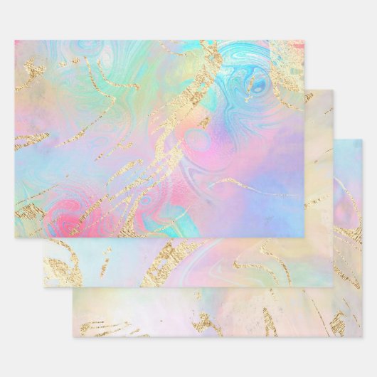 疑似箔詳細抽象芸術 エレガント ラッピングペーパーシート (セット)