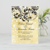 疑似金属ボケ ゴールドのグリッターくるくるカーブ 招待状 (スタンド正面)