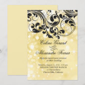 疑似金属ボケ ゴールドのグリッターくるくるカーブ 招待状 (正面/裏面)
