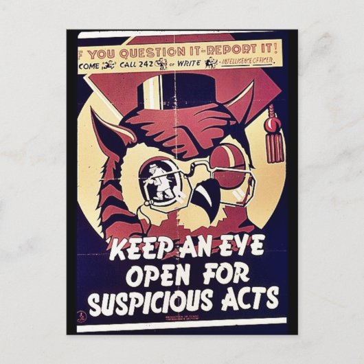 疑保わしい行為に目を向ける ポストカード (正面)