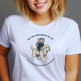 疑問に思うような冒険がプリントされた面白Tシャツ Tシャツ