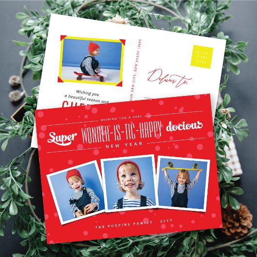 疑問に思すごいHappy-dosy New Year写真 シーズンポストカード